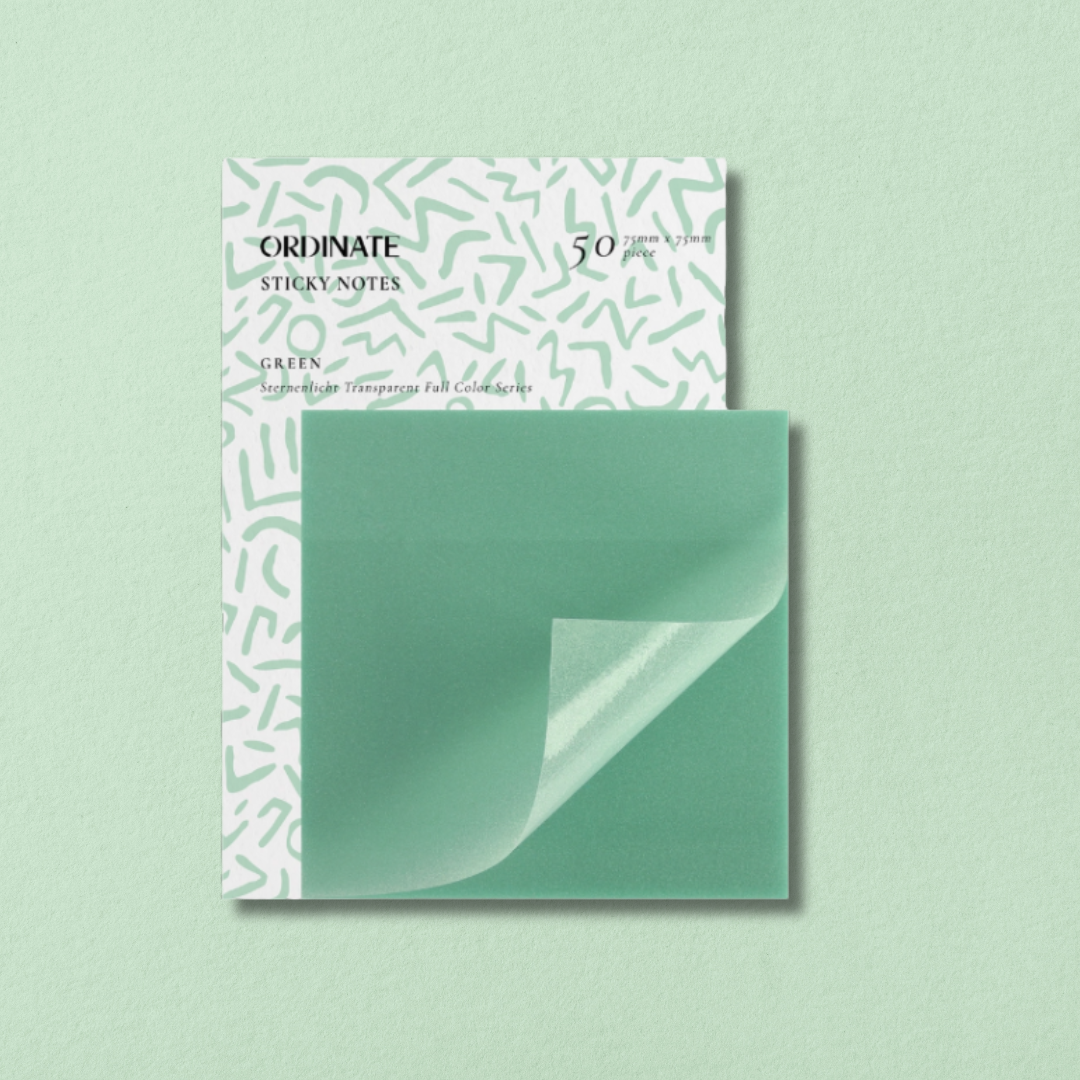 Sticky Notes transparents – Green 75 × 75 mm